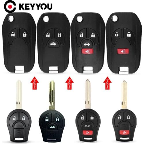 KEYYOU Free Shipping 2/3/4 Buttons Modified Folding Key Shell Case for NISSAN Cube Juke Rogue Note Micra with NSN14 Uncut Blade