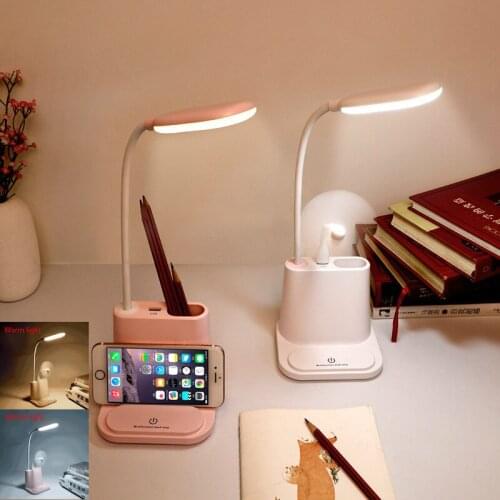 Creative LED Pen Holder Desk Lamp Desktop Phone Charging Folding Storage Bracket Night Light Student Reading Eye Table Lamp