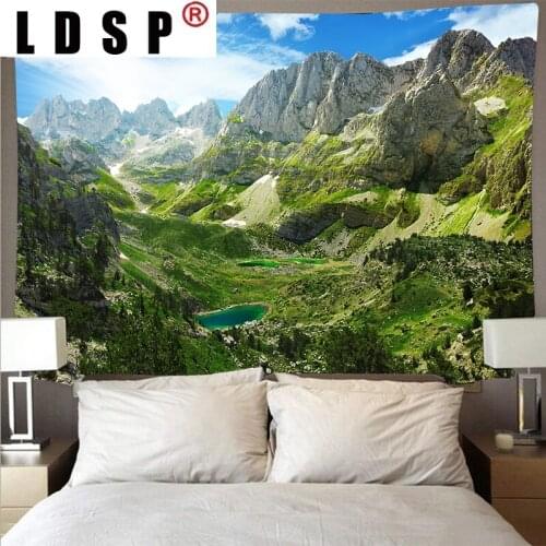 LDSP Forest River Natural Landscape Tapestry Wall Art PsychedelicThin Fiber Hanging Beach Towel Mandala Living Room Home Decor