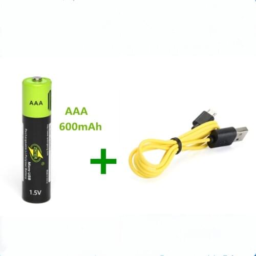 1PCS ZNTER 1.5V AAA rechargeable battery 600mAh USB rechargeable lithium polymer battery + Micro USB cable fast charging