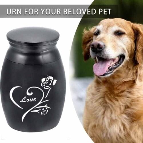 Mini Pet Urn Cremation Urn Souvenir Container Jar Metal Cremation Urn With Pattern Classic Style Love Remembrance