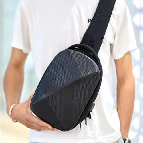 New Multifunction Mens Shoulder Bags External-USB Charging Satchel for Men Waterproof Short Trip Chest Bag Crossbody Bag