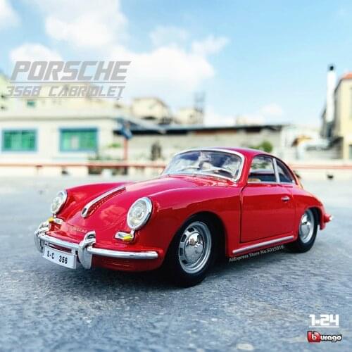Bburago 1:24 Porsche 1961 356B Hard top simulation alloy car model crafts decoration collection toy tools gift