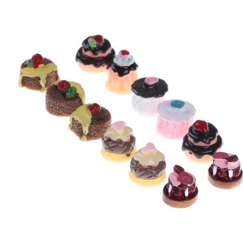 5pcs/set 1:12 Simulation Food Scene Model Resin Cake Model Mini Cake Dollhouse Miniature Diy Doll House Accessories