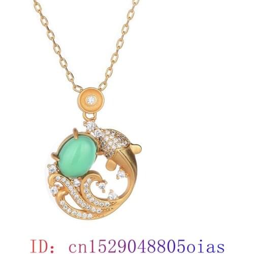 Jade Carp Pendant Gifts Necklace Zircon Fish Women Gemstone Natural Fashion Chinese Chalcedony 925 Silver Charm Jewelry Amulet