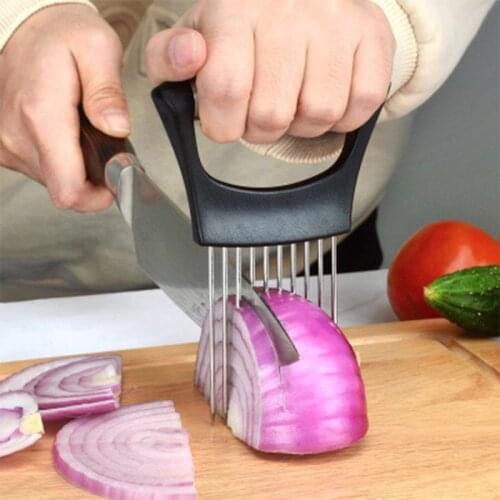 New Shrendders & Slicers Tomato Onion Vegetables Slicer Cutting Aid Holder Guide Slicing Cutter Safe Fork fixed Gadgets Cooking