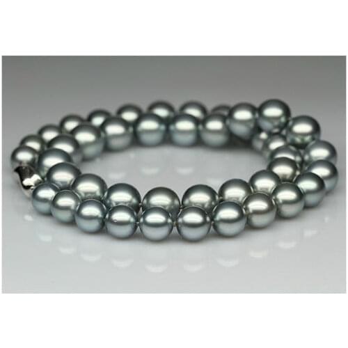 HUGE 18"10-11MM PERFECT ROUND AAA+ TAHITIAN GRAY PEARL NECKLACE