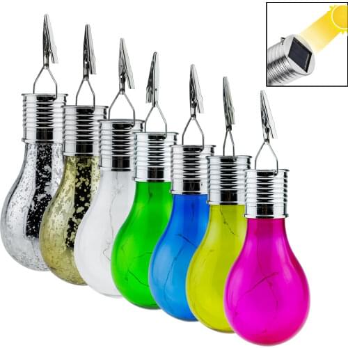 Clear Red Blue Waterproof Portable Solar Power Outdoor Garden Hanging Camping Tent Lanterns LED String Light Bulb Decor Lamp