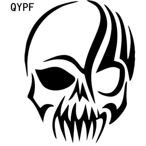 QYPF 13.2CM*17CM Interesting Skull Decoration Car Stickers Black/Silver Vinyl S9-2083