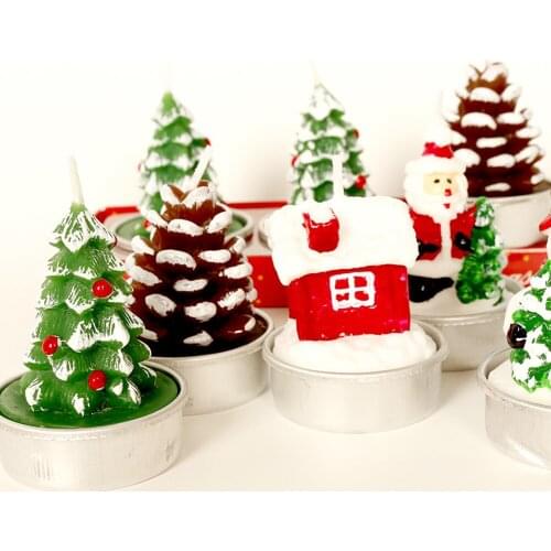 3pcs/set Christmas Xmas Candles Creative Christmas Tree Pine Cones Paraffin Candles Wedding Party Decorative Candles Light