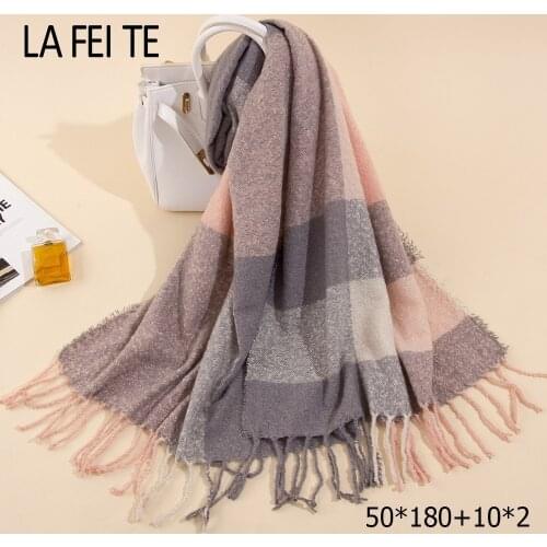 Long Cashmere Winter Scarf Women Stoles Shawl Foulard Femme Neckerchief Pashmina Wool Hijab Plaid Blanket Women Scarf Warm 2019