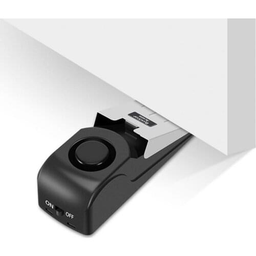120dB Wireless Alarm Door Stop Alarm Stainless Steel Home Wedged Shaped Stopper Alert Security System Block Blocking System