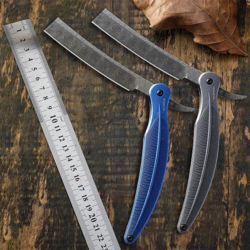Original Petrified fish 9CR18MOV steel aluminum handle man folding Shaving Barber razor Tool EDC knives