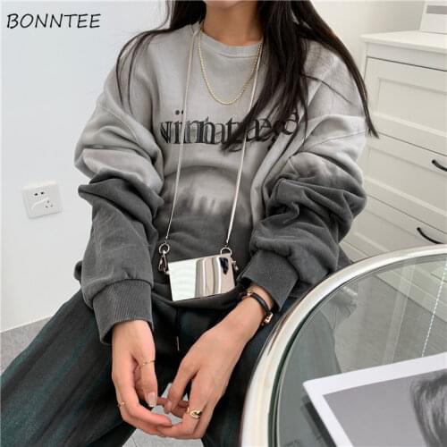Sweatshirt Women Chic Retro Letter Harajuku Teens Streetwear All-match Autumn Basic Loose Long Sleeve Ladies Hoodies BF Style