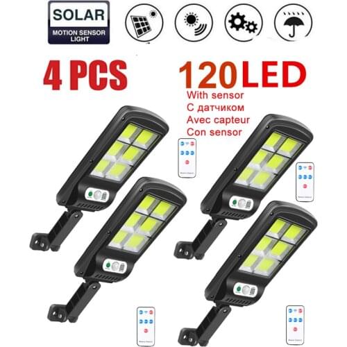 4pcs tabular oblong COB Solar Powered Outdoor Street Wall Light Motion Sensor Home Garden Security Lamp Decoration Night Light W