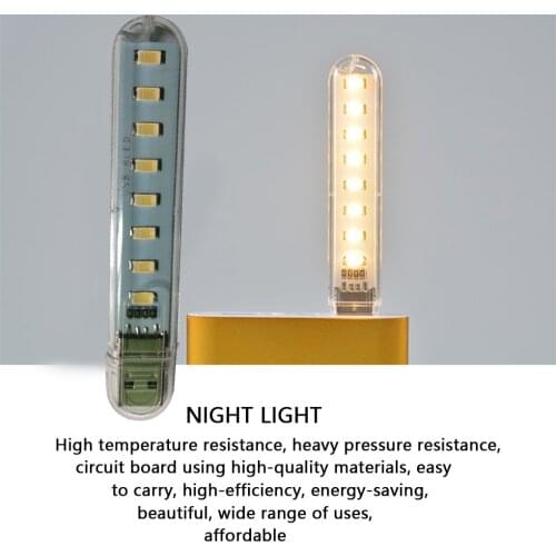 USB Night Light Portable Light 3000K 7000K Transparent USB Lamp for Computer Laptop Mobile Power, Warm/White Light