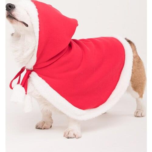 Funny Pet Dog Cat Clothes Warm Puppy Santa Red Cloak Hat Head Cosplay Christmas Clothes Pet Costume Dog Cat Cloak Home Decor