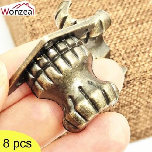 4/8pcs Antique Brass Jewelry Chest Wood Box Vintage Decorative Feet Leg Corner Bracket For Furniture Cabinet Protect Hardware