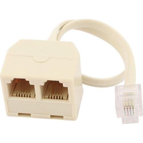 Bluelans RJ11 6P4C Male to Female 2 Way Outlet Telephone Jack Line Splitter Adapter
