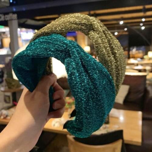 Glitter Mesh Hairband Head Band for Women New Shiny Sequin Cross Knot Hair Hoop Headband Bezel Hair Accessories