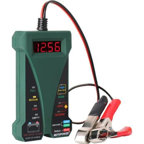 MOTOPOWER MP0514E 12V Digital Car Battery Tester with LCD and LED display