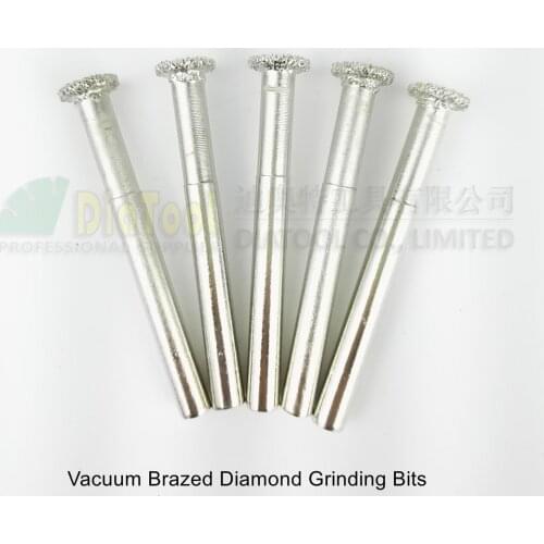 DIATOOL 5pcs #8 Vacuum Brazed Diamond Grinding Bits Mounted Points Engraving Bits 6mm Shank