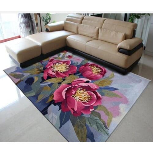 European and American 100% Wool Floral carpet for Living Room Bedroom Hallway Corridor Fashion Floral Modern Pattern Carpets