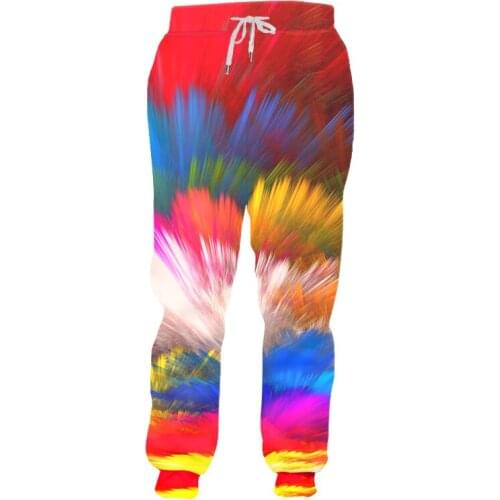 IFPD New Fashion Sweatpants 3D Printed Colorful Splash Paint Tie Dye Jogger Pants Unisex Casual Elastic Band Trousers