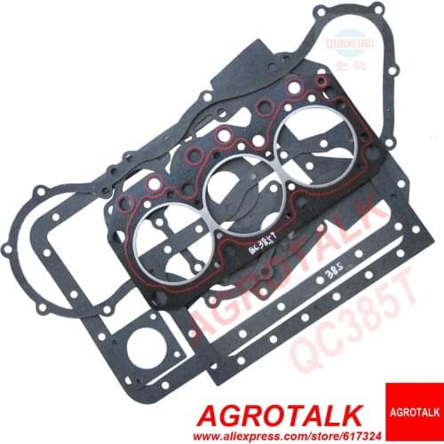 Set of gaskets including the cylinder head gasket for Quanchai QC385T for Foton tractor FT244 / FT254