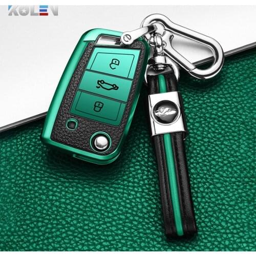 Leather+TPU Car Remote Key Cover Case For Volkswagen VW Golf 7 MK7 Tiguan Seat Ibiza Leon FR 2 Altea Aztec For Skoda Octavia A7