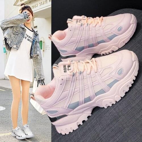 Sneakers Fashion Women Shoes Blue Orange Mesh Casual Shoes Woman Trainers Lace-Up Platform Sneakers Women Vulcanize Shoes
