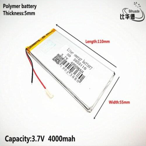 Liter energy battery Good Qulity 3.7V,4000mAH 5055110 Polymer lithium ion / Li-ion battery for tablet pc BANK,GPS,mp3,mp4