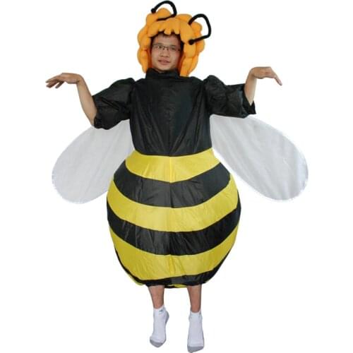 Fancy Inflated Garment Honeybee Cosplay Costumes Halloween Costume Adult Full Body Bee with Wing Disfraz Party Role Play Dress