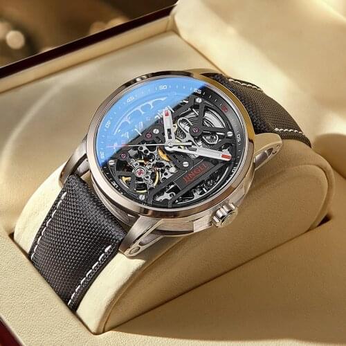 JINLERY Automatic Mens Watch Hollow Fashion Mechanical Watch Brand Swiss Watch Men relogio 2021 New Clock Male часы мужские