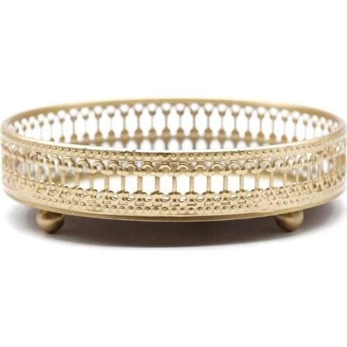 Nordic Glass Gold Iron Tray Household Light Luxury Decoration Fruit Tray Cosmetics Jewelry Storage Tray