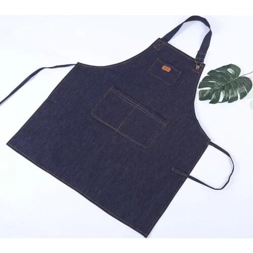 New Fashion Antifouling Kitchen cooking Denim apron for Woman and man Restaurant work apron Pinafores Tablier Unisex adult apron