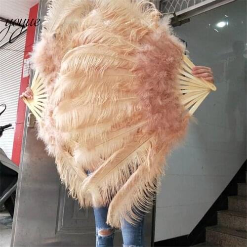 New listing! high quality Big ostrich feather fan decorates Halloween party for belly dancers DIY 12 feather fan bars