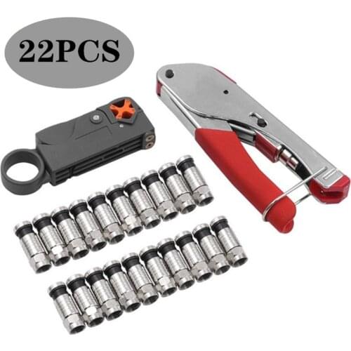 Coaxial Cable Cable TV Crimping Pliers Coaxial Crimping Wire Stripping Pliers Set Network Cable Pliers Squeeze Pliers Tool Set