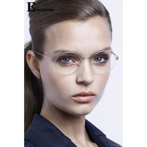 Round Pure titanium Glasses Frame Men Women Optics Screwless Design Optician Eyeglasses Gold Silver Gray Black