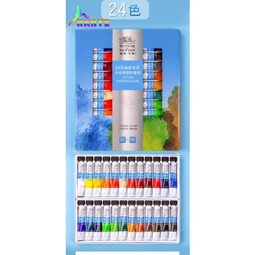 1sets Genuine Windsor Newton 24 Color 10ml Transparent Watercolor Paint Set Tube of Painting Supplies