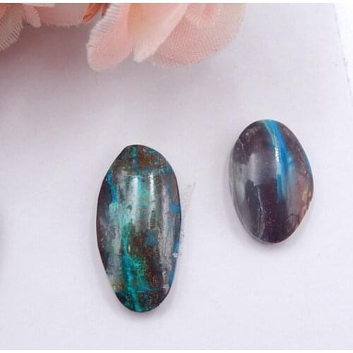 Wholesale gemstone 2 PCS Natural Blue Opal fashion jewelry necklace Cabochons20x10x3mm，15x10x4mm，2g