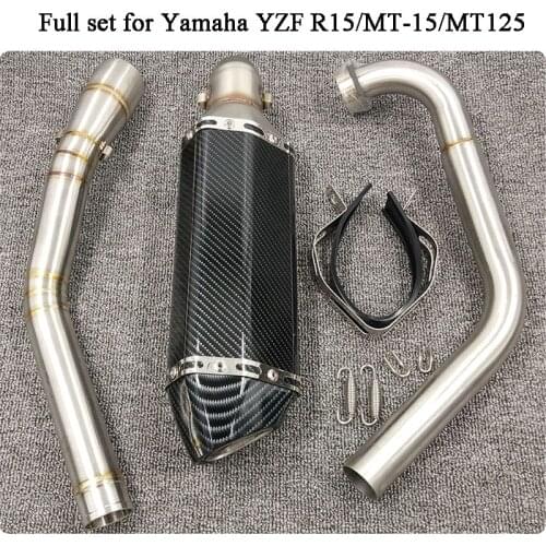 MTImport Motorcycle Full Set Exhaust Muffler Silencer Middle Link Pipe Tube Modified For Yamaha YZF R15 MT-15 2008-2017 MT 125
