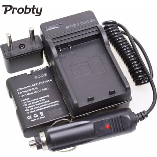 PROBTY 1Pcs EN-EL14 ENEL14 EN EL14 Camera Battery + Charger + Plug Adapter For Nikon D5200 D3100 D3200 D5100 P7000 P7100 Camera