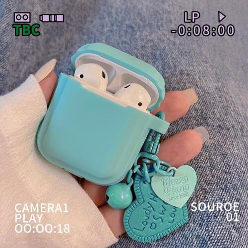 Simple Solid Color Pendant Cases For AirPods 1 2 Pro Case Cute Soft Silicone Bluetooth Earphone Charging Box For Air Pods 1 3