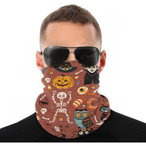Happy Halloween Scarf Neck Face Mask Men Women Halloween Tube Scarf Neck Bandanas Multi-functional Headband Biking Hiking