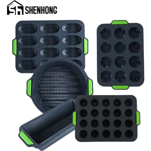 SHENHONG Silicone Molds Madeleine Cake Moulds Baguette Bread Baking Tools Muffin Cup Cake Pan Brownie Dessert Pastry Bakeware