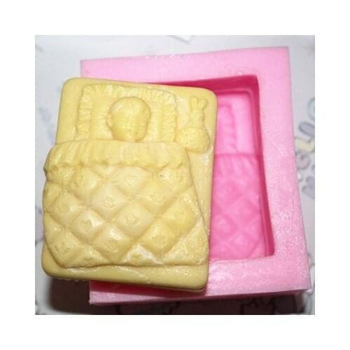 Silicone soap mold Sleeping Baby shape fondant cake chocolate mold resin clay craft mould