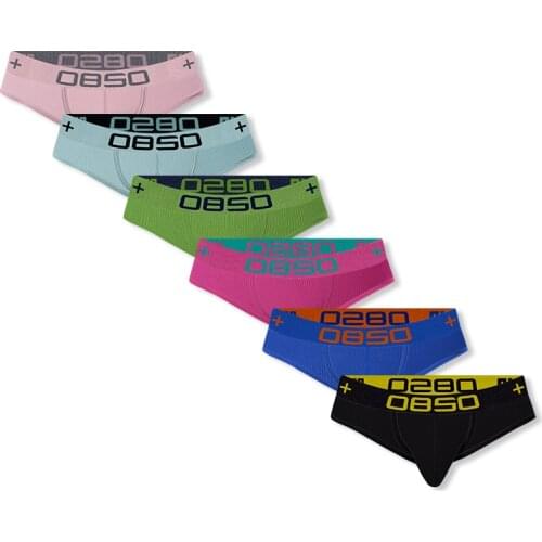 6 Pcs/lot Men Underwear Boxer Briefs Wholesale Cotton 6 Colors Set Sexy Mens Briefs Soft Man Underpants U Convex Slip Hombre