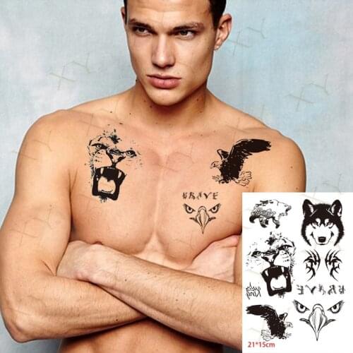 Waterproof Temporary Tattoo Sticker Eagle Wolf Eye Flash Tattos Snake Tiger Animal Flower Body Art Arm Fake Tatoo Women Men