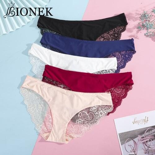 BIONEK Womens Sexy Lace Panties Seamless Cotton Crotch Breathable Ladies Low-Rise Lingerie Underwear Comfort Underpants Briefs